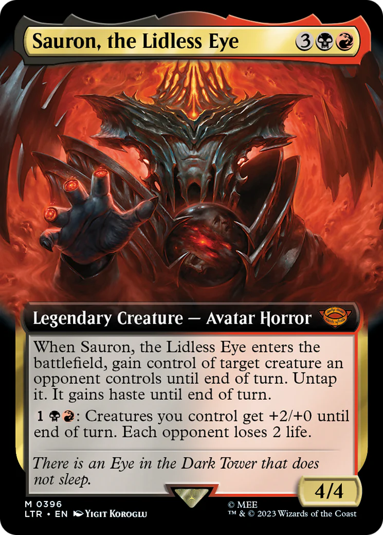 Sauron, the Lidless Eye (Extended Art) (LTR-396) - The Lord of the Rings: Tales of Middle-earth - Magic The Gathering