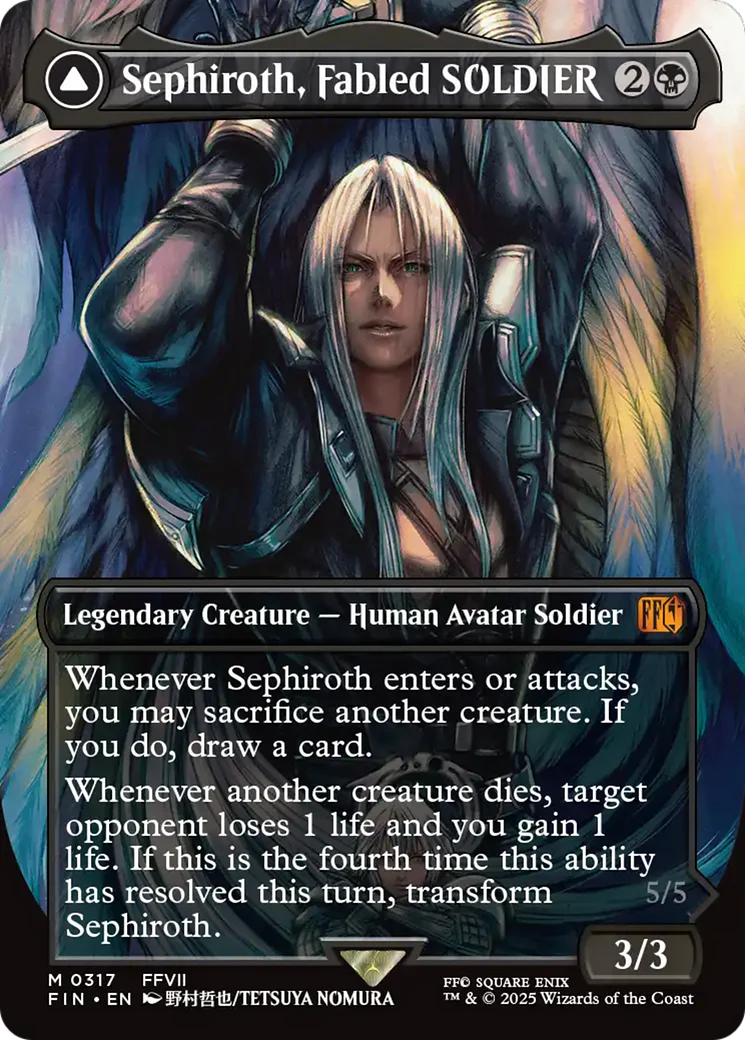 FOIL Sephiroth, Fabled SOLDIER (Borderless) (0317) (FIN-317) - FINAL FANTASY - Magic The Gathering
