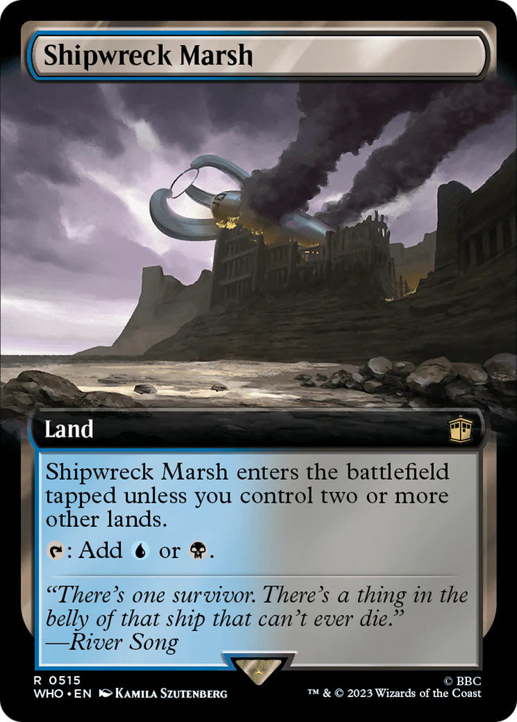 FOIL Shipwreck Marsh (Extended Art) (WHO-515) - Doctor Who - Magic The Gathering
