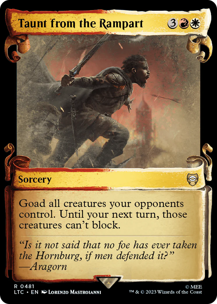 FOIL Taunt from the Rampart (Showcase Scrolls) (LTC-481) - Tales of Middle-earth Commander - Magic The Gathering