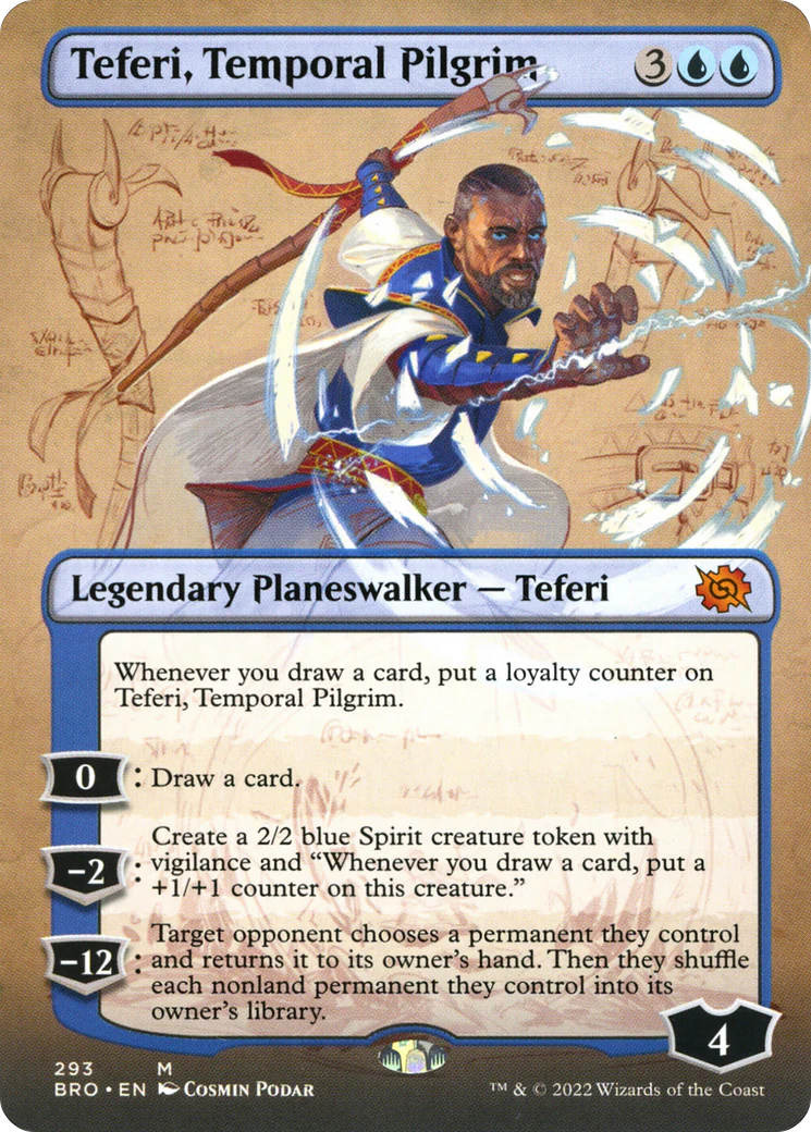 FOIL Teferi, Temporal Pilgrim (Borderless) (BRO-293) - The Brothers' War - Magic The Gathering