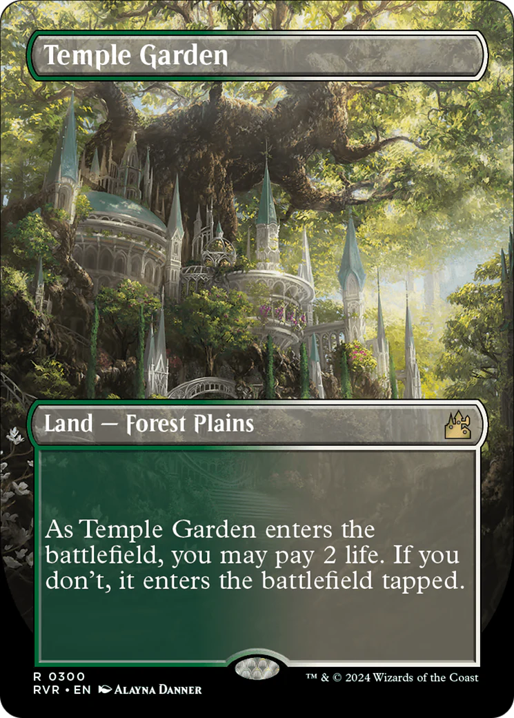 FOIL Temple Garden (Borderless) (RVR-300) - Ravnica Remastered - Magic The Gathering