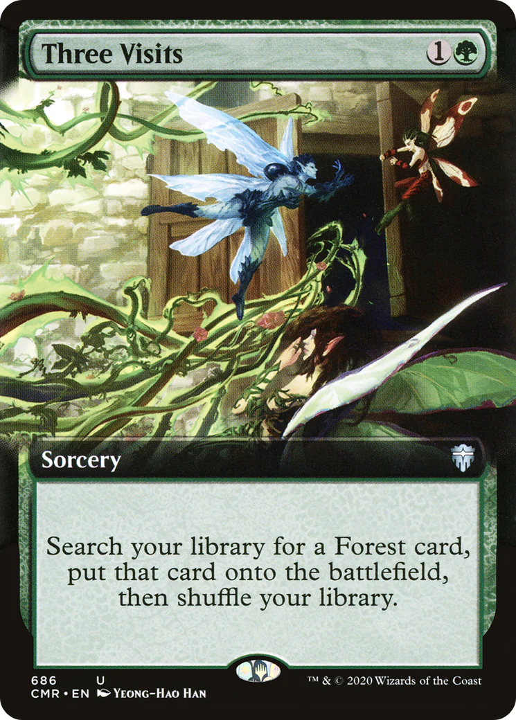 FOIL Three Visits (Extended Art) (CMR-686) - Commander Legends - Magic The Gathering
