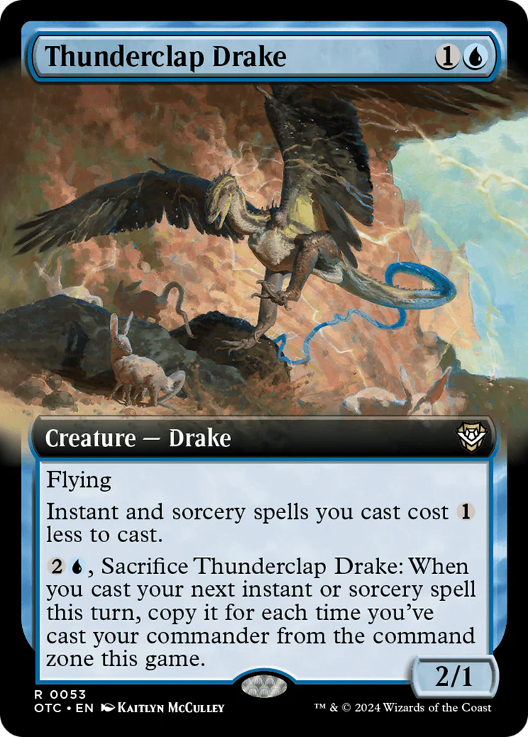 Thunderclap Drake (Extended Art) (OTC-053) - Outlaws of Thunder Junction Commander - Magic The Gathering
