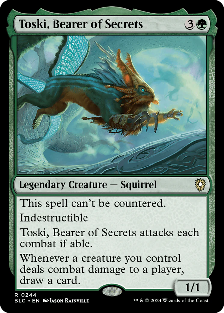 Toski, Bearer of Secrets (BLC-244) - Bloomburrow Commander - Magic The Gathering