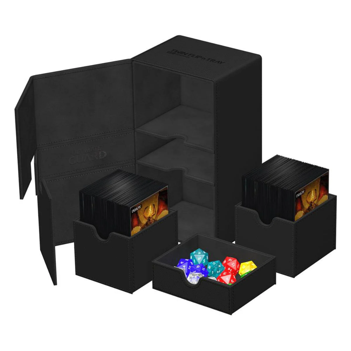 Ultimate Guard Twin Flip n Tray 200+ XenoSkin Monocolor Black Deck Box - Image 3