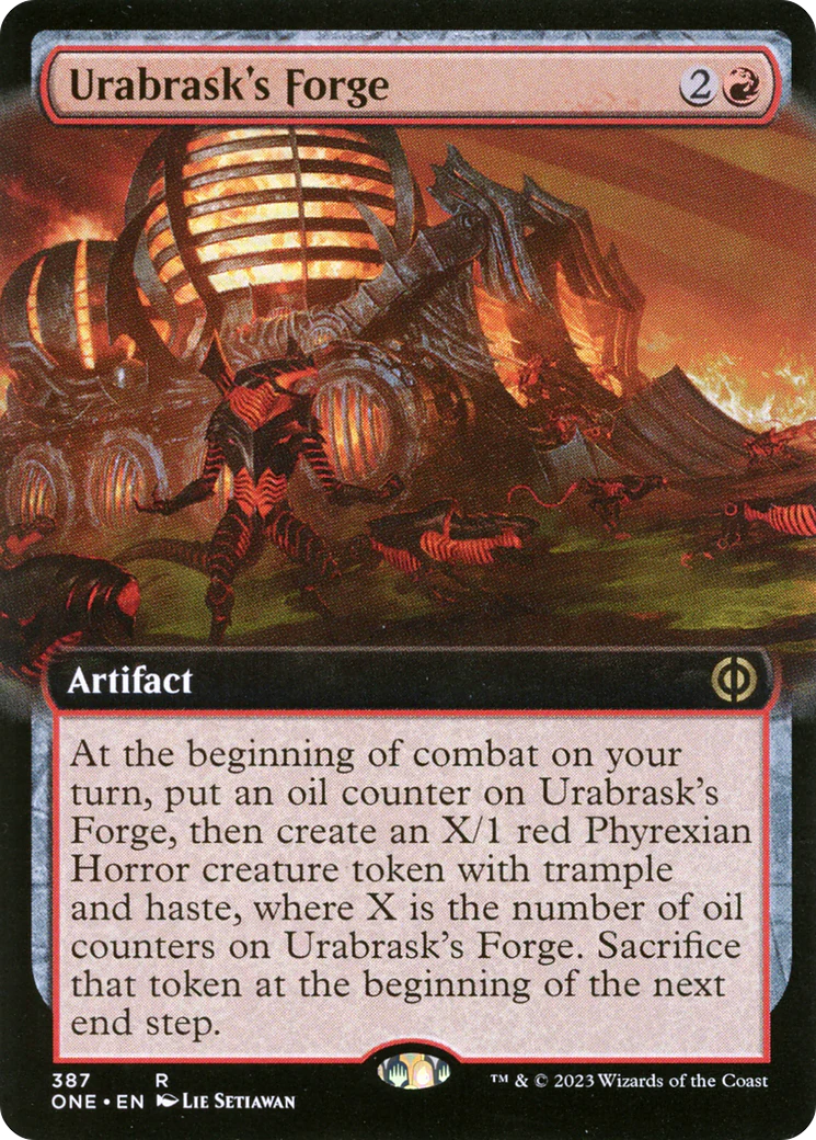 FOIL Urabrask's Forge (Extended Art) (ONE-387) - Phyrexia: All Will Be One - Magic The Gathering